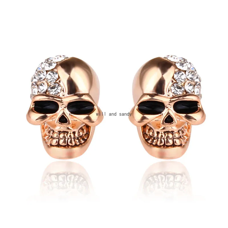 Celtic Skull Earrings Stud Men Women Vintage Punk Zircon Diamond Studs Ear rings Fashion piercing jewelry will and sandy