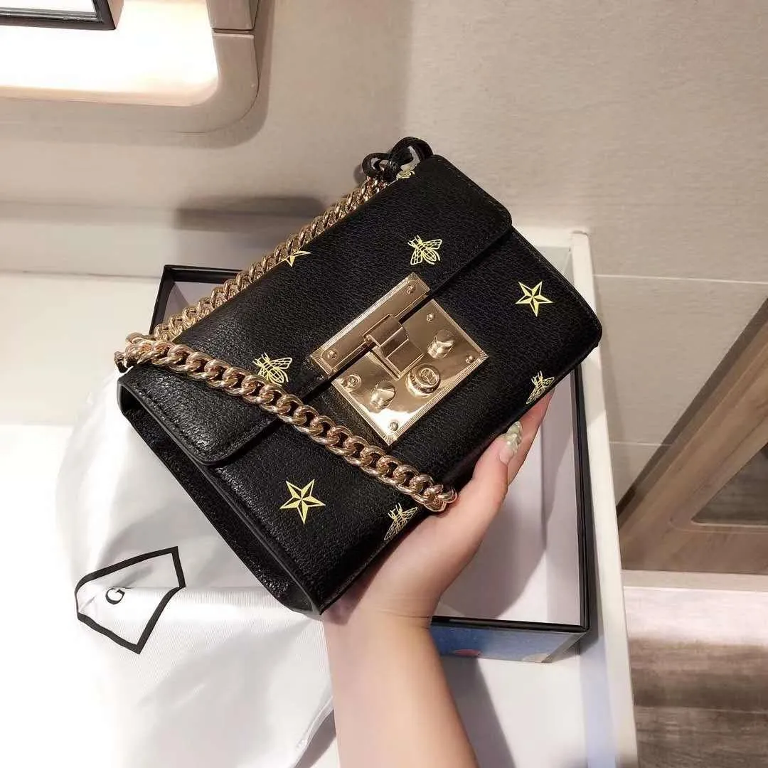 ysiykiy blooms Tian padlock bag genuine leather chain crossbody shoulder bag luxury women letter printing handbags flap messenger small bags