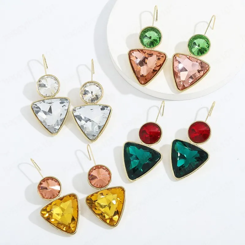 Moda Multi-Color Rhinestone Quadrado Dangle Brinco para Mulheres Crystal Jewelry Declaração Brincos