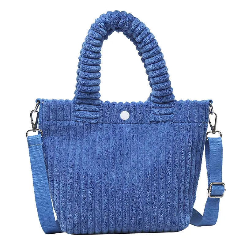 حقيبة حمل للسيدات corduroy crossbody S 2021 Girl Shopper Presh Fashion عارضة ألوان صلبة صلبة بأشخاص الحد الأدنى من حقائب الدلو
