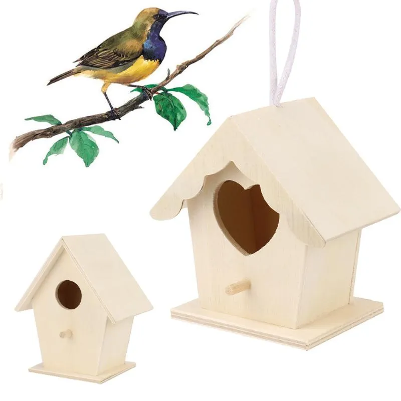 Bird Cages Wooden Mini Cage Outdoor Hanging Birdhouse Box Garden Home Yard Decoration Products Parrot Nest