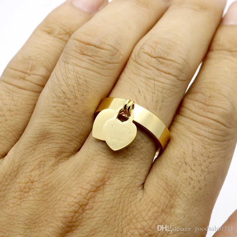 stainless Steel 18K gold plated heart ring famous Brand jewerly ring love cuff ring for woman man couple gift