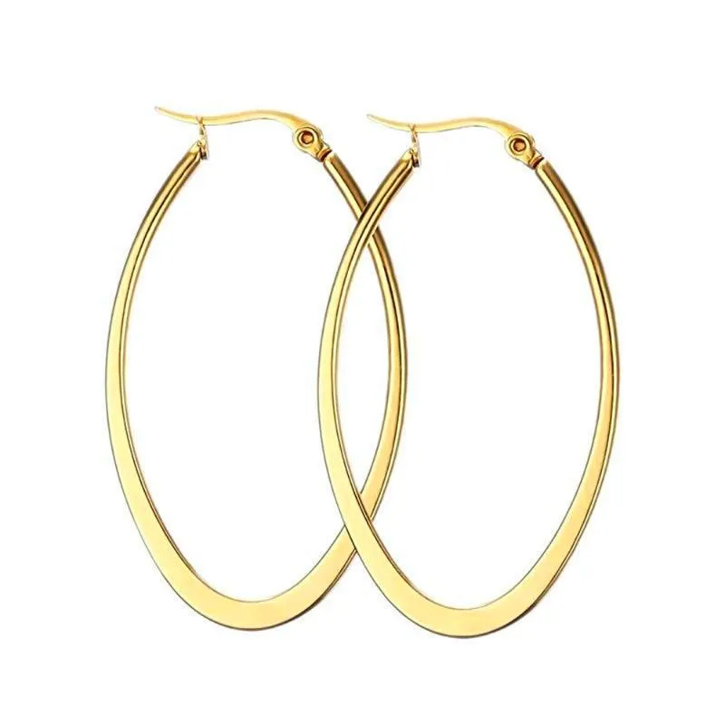 Hoop & Huggie FIREBROS 2021 Trends Korean Fashion Style Stainless Steel Big Earrings For Women Gold Silver Color Unusual Oval Earring