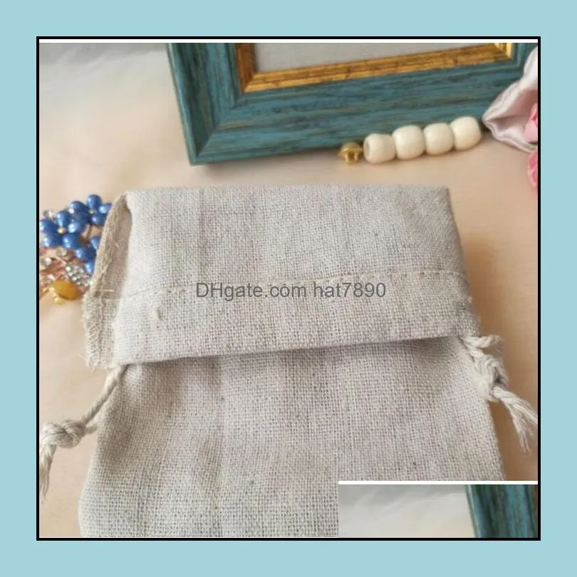 Natural Linen Gift Bag 7x16cm 8x22cm 10x35cm Wigs Hair Jewelry Gift Packaging Pouch