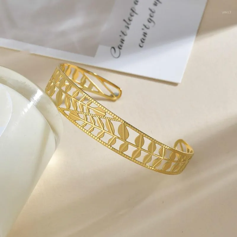 Bangle spersonalizowana modna stalowa stalowe liście puste bransoletki dla kobiet biżuteria dla kobiet