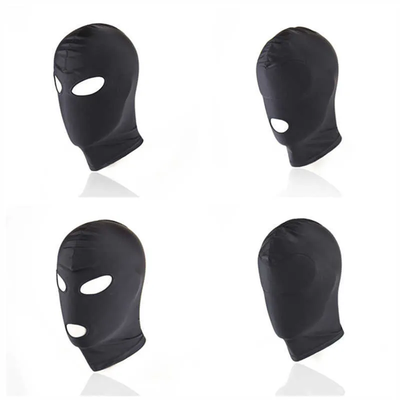 BDSM Gay Toys Maschera fetish Bondage Hood Giochi per adulti Tessuto elastico Full Head Restraint Sex Mask Hood Erotic Sex Toy For Women Men Q0818