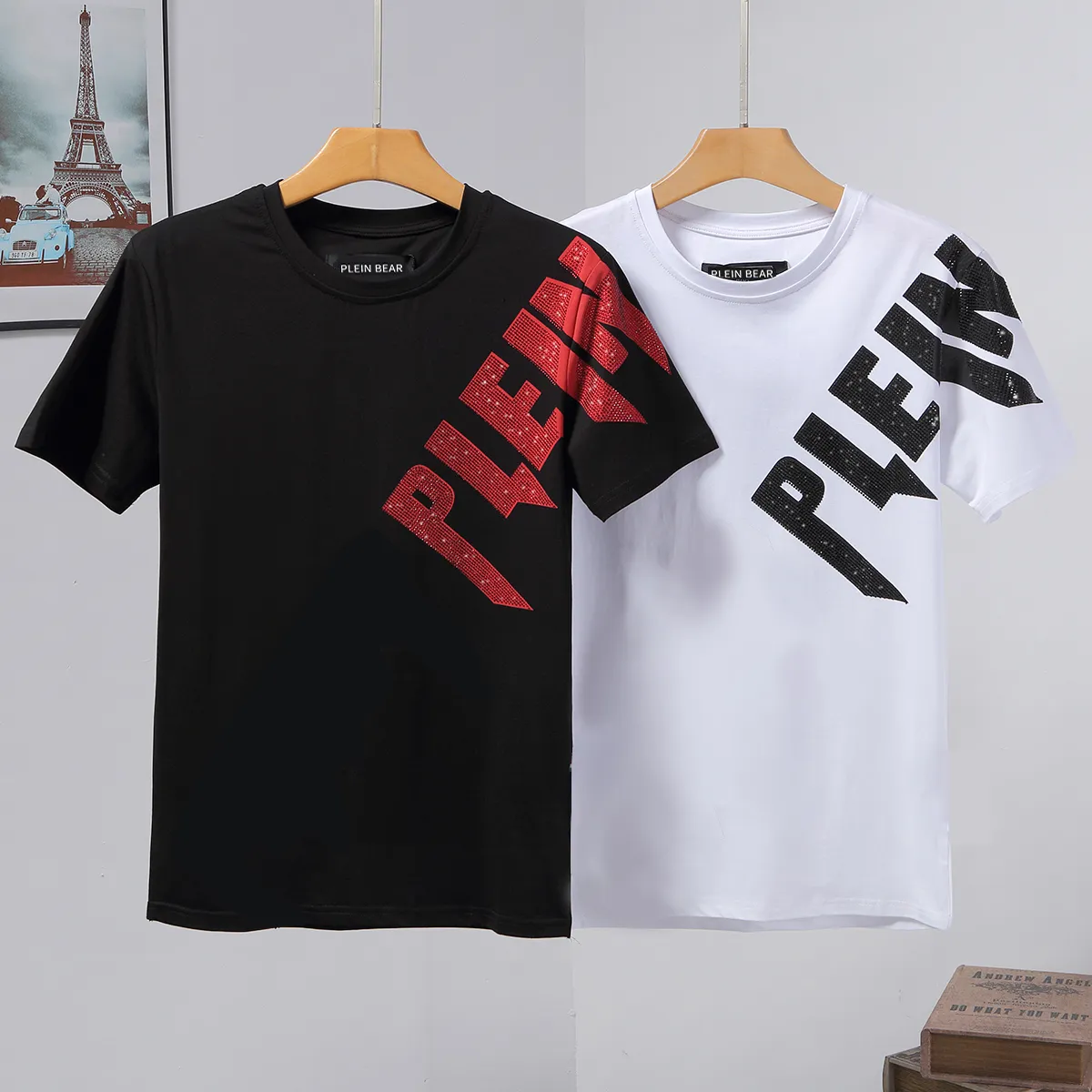 Plein Bear T 셔츠 Mens 디자이너 Tshirts 라인 석 두개골 남성 T 셔츠 고전적인 고품질 힙합 Streetwear Tshirt 캐주얼 탑 티셔츠 PB 16216
