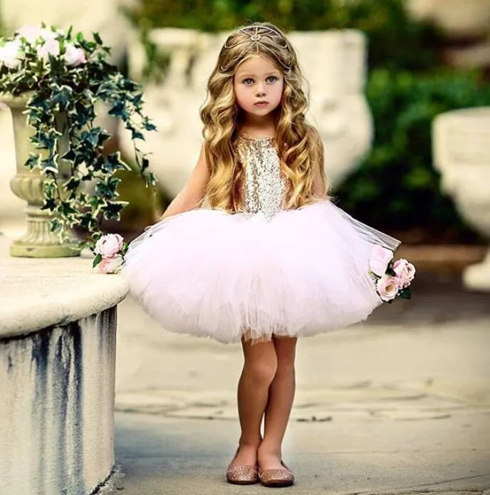 NOVITÀ Gonna per bambini Abiti da spettacolo per bambine Estate Bambini Baby Flower Girl Dress Paillettes Dress Tutu Princess Girls Clothes Little Pr