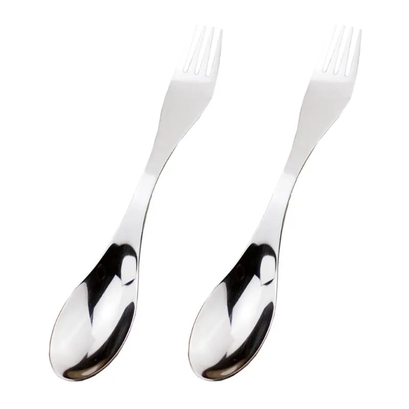 Cuillères 2 pièces en acier inoxydable à Double extrémité Spork multifonction fourchette cuillère couverts pour Camping pique-nique voyage