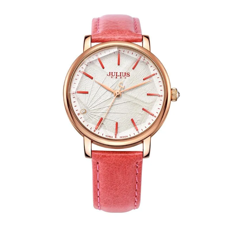 Orologio da polso Julius Women's watch per grande polso elegante rosa blu Ultimo regalo al quarzo in vendita Fancy Attraente Attraente A Whatch Ja-888