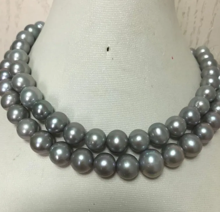 10-11mm South Sea Grey Pearl Necklace Bridal Smycken Choker 38inch