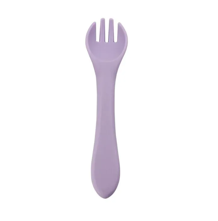 Baby Silicone Tableware Fork Baby Learn Eat Training Cute Kids Food Supplement Soft Fork Children Cutlery Tableware YL430