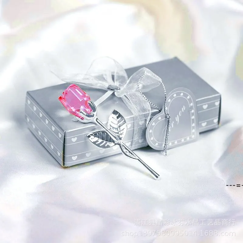 NUOVO Regalo di San Valentino Cristallo Metallo Rosa Fiore artificiale Argento Oro Asta Fiore rosa per regali di nozze Fidanzata CCD13019