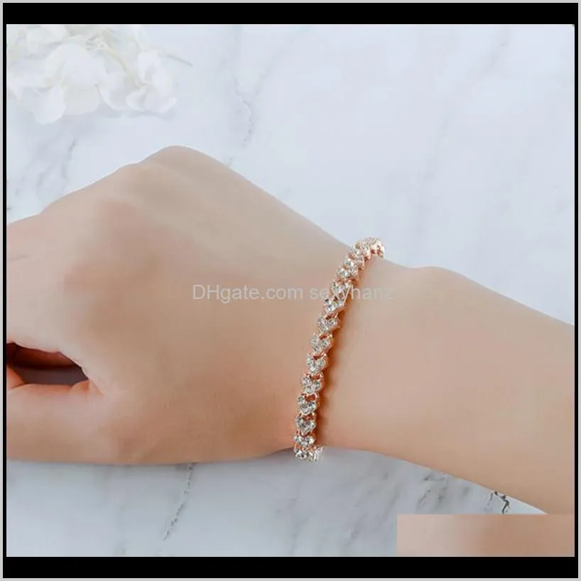 Wholesale Europe America  bracelet bangle tennis diamond style silver braceklet for women and ladies