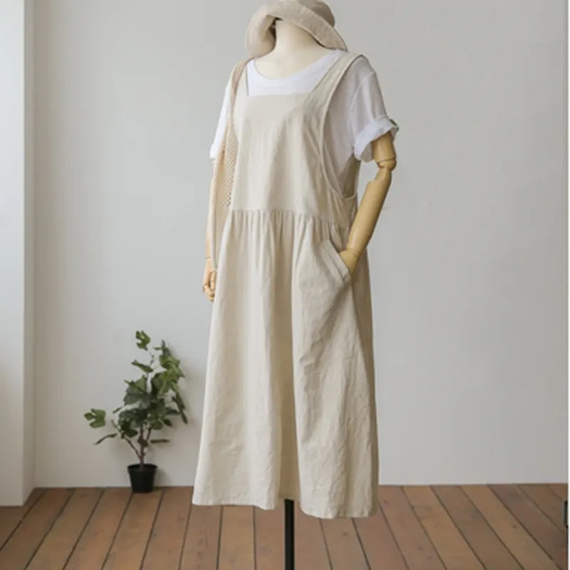 Ladies Summer Dress Cotton Linen Sleeveless Tank Dress With Pockets Plus  Size XL 5XL From Bai06, $17.22 In Bulk | DHgate.Com