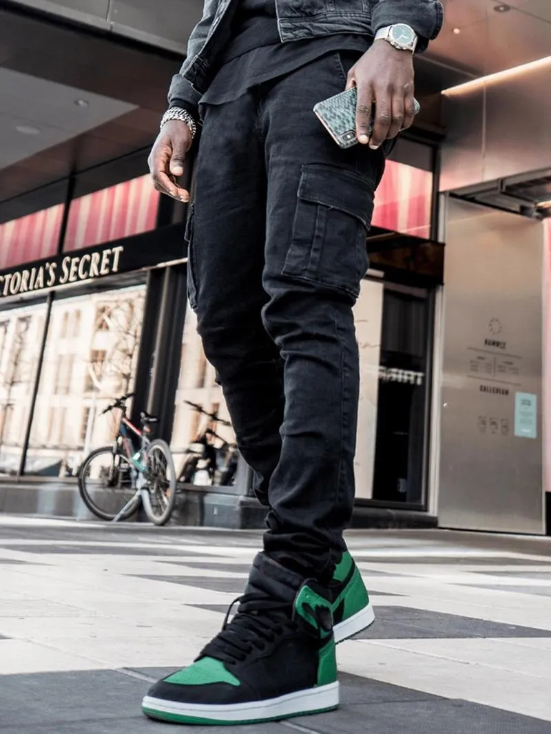 Męskie dżinsy ICCLEK 2021 Małe stopy Skinny Ułożone Patchwork Mens Street Wear Biker Men