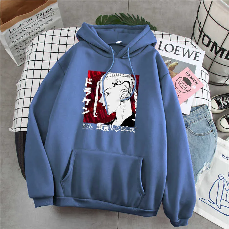 Tokyo Revengers Anime Print Hoodie Man Harajuku Japan Strips Losse Casual Hooded Pullover Winter Herfst Mannelijke Streetwear Hoody H0909