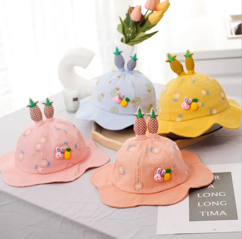 5-24 Monthes Lovely Baby Children Hat for Pineapple Spring Summer Beach Style Kids Outdoor Bucket Hat Spring Summer Hats for Kids