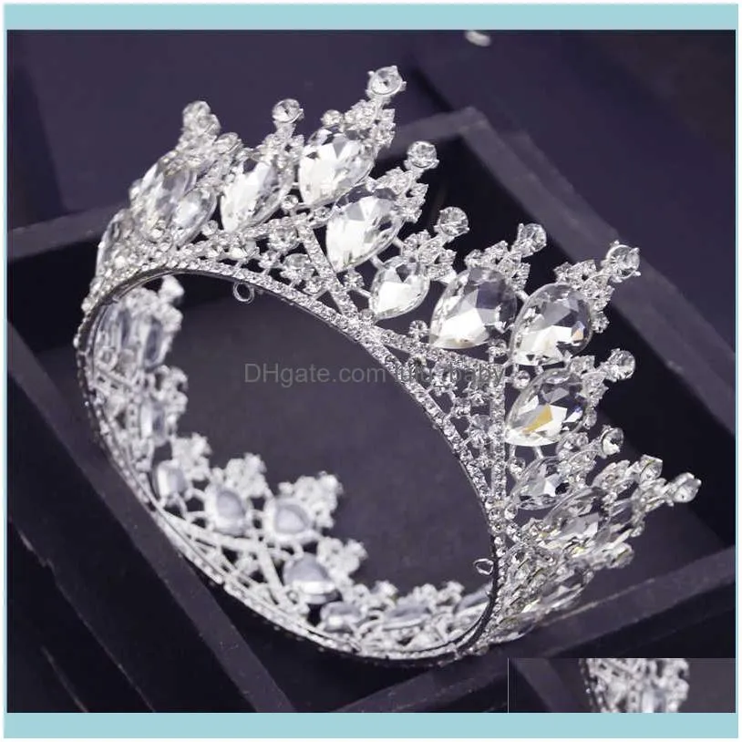 Baroque Pageant Circle Diadem Bridal Queen King Tiaras Metal Crown Party Banquet Head Ornaments Wedding Hair Jewelry Accessories