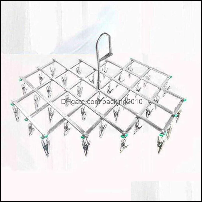 16/35 Clips Stainless Steel Laundry Rack Foldable Sock Clothes Airer Folding Hanger Drying Hanger Clothes Underwear Socks Holder