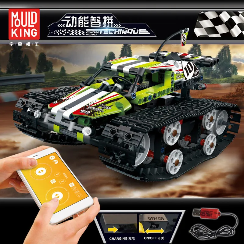 YX Car with Caterpillar Track Building Block, DIY Electric Remote