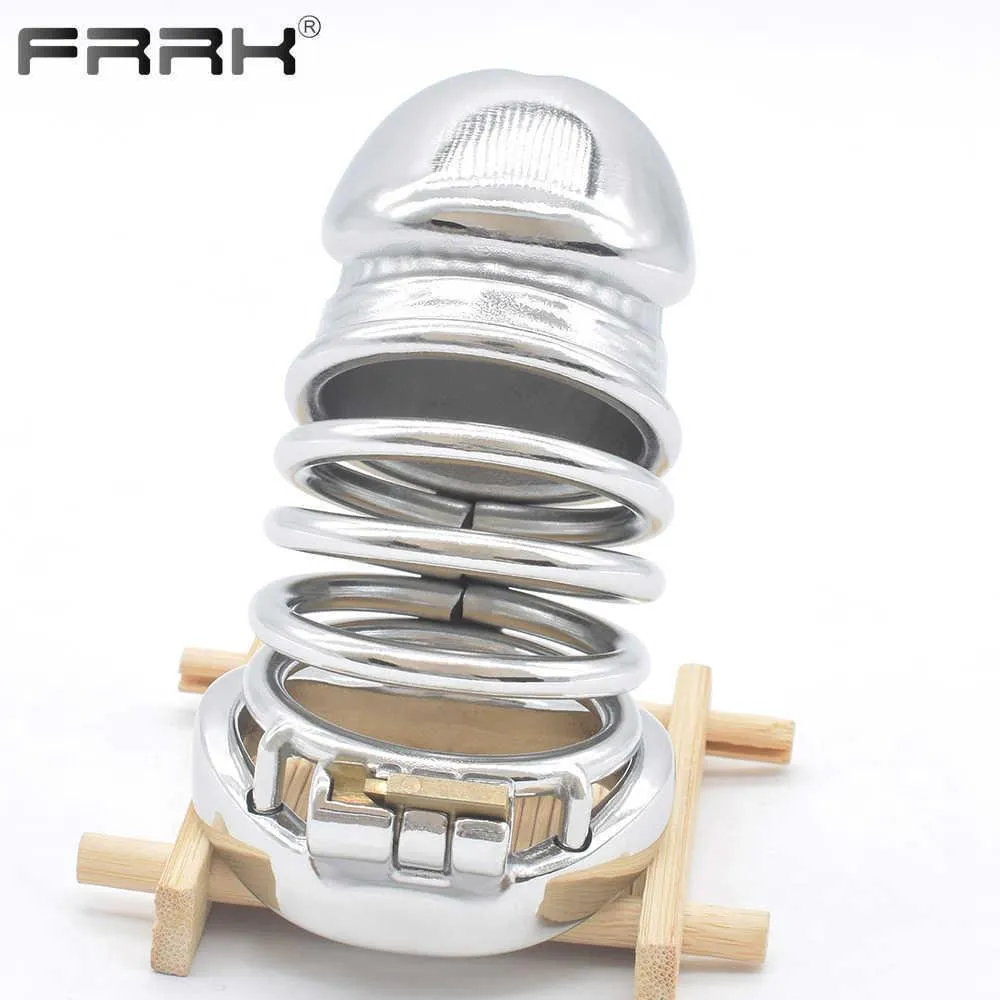 Dispositifs de chasteté Frrk Metal Chastetity Cage 37 mm Grand Denial de déni de déni de dispositif BDSM BDSM TOY