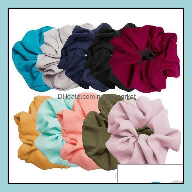 Pony Tails Holder Hair Jewelry 30Pcs Girl Scrunchy Ring Elastic Chiffon Hairbands Head Band Ponytail Pure Color Sports Scrunchies Soft Tie D