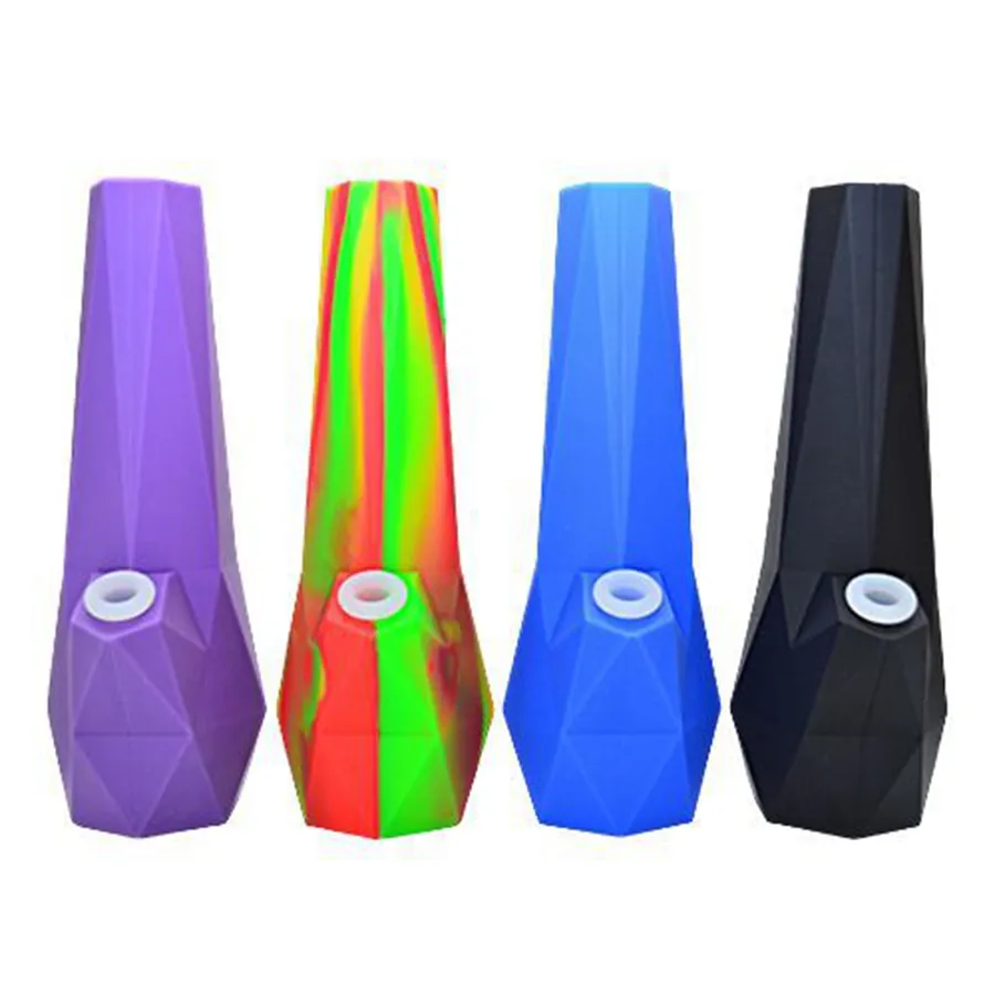 10'' diamond-shaped Wholesale Hookahs with Silicone Down Stem Portable silicone bong 14mm joint