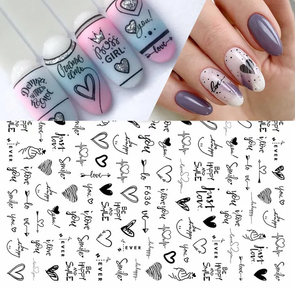 Amazon.com: 6 Sheets 3D Heart Nail Stickers Hearts Nail Decals  Self-Adhesive Cross Star Heart Nail Art Stickers Black White Red Heart Love  Nail Design for Women Girls Acrylic Nails Valentines Nail Accessories :