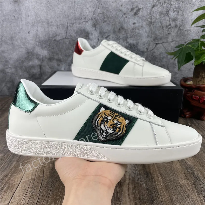 2021 Men Women Sneaker Casual Shoes Low Top Italy Ace Bee Stripes Shoe Flat Leather Snake Tiger Walking Sports Trainers Chaussures Pour Hommes