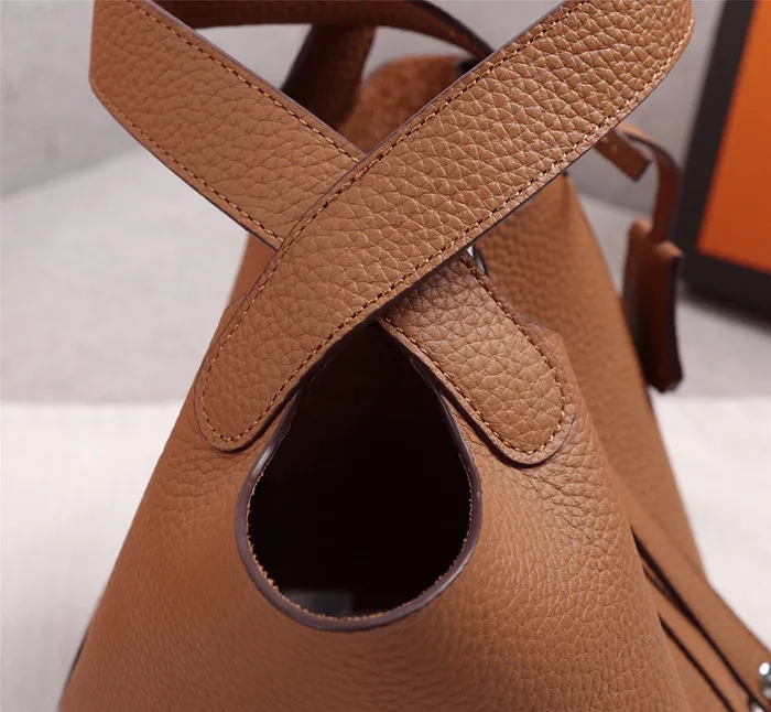 Real Leather Bucket Shoulder Bag for Women | Designer Crossbody Handbag with Lock