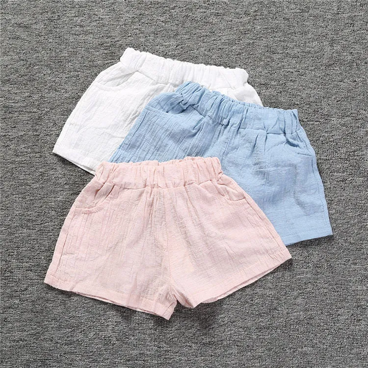 Calções de algodão de verão para meninos meninas moda crianças harem bebê menino calças curtas bolsos de cor pura crianças praia curta calças esportivas curtas