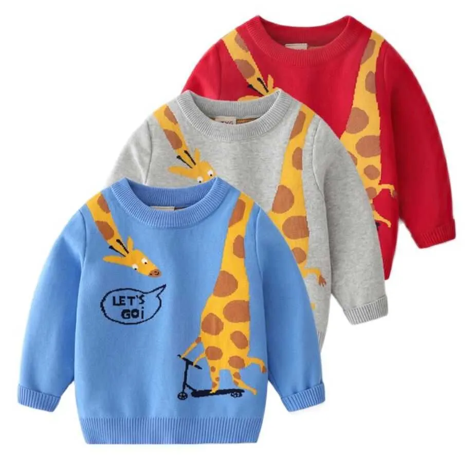 2021 Otoño Invierno Niños Bebé Suéteres Jersey Suéter para niños Jirafa Niñas y niños Kintting Suéteres Tops Ropa para niños Y1024