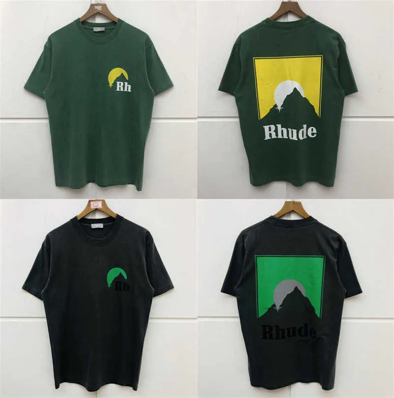 RHUDE Camisetas Hombres Mujeres Japón Rh Peinado Imprimir Top Tees Verano Estilo Rhude RHUDE Camiseta X0602
