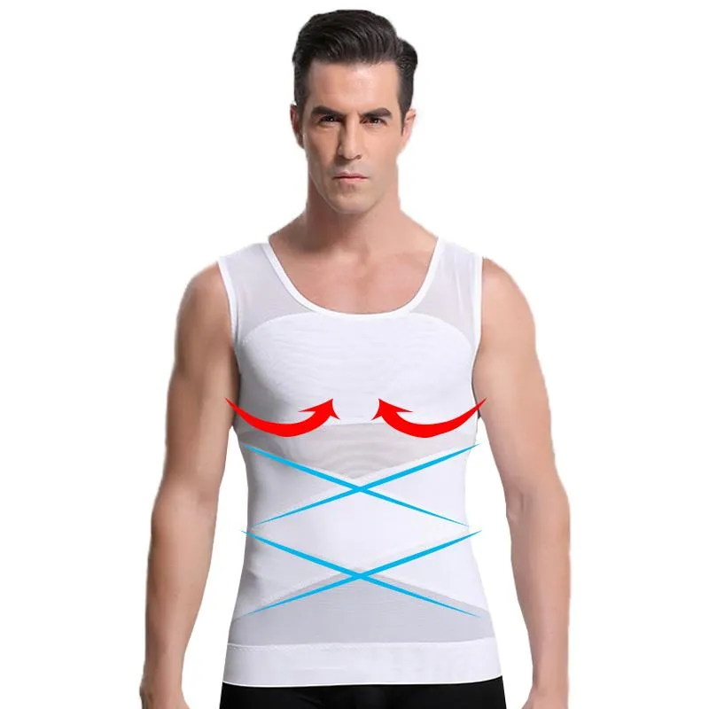 Mannen Body Shapers Shaper Mannen Vest Gynaecomastie Borst Binder Afslanken Tummy Buik Taille Trimmer Terug Houding Corrector Tank Tops