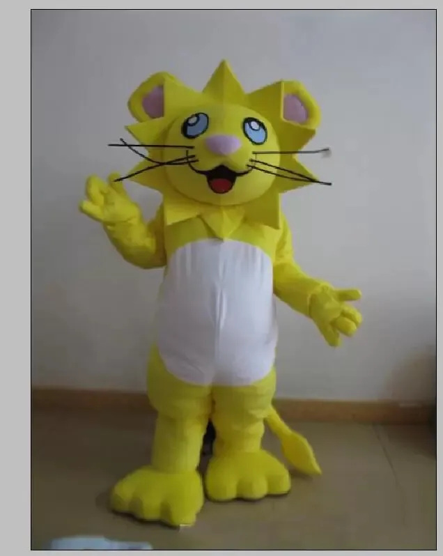 Costume de mascotte de lion jaune, nouveau, direct d'usine, personnage animal, vêtements fantaisie de fête de noël et d'halloween
