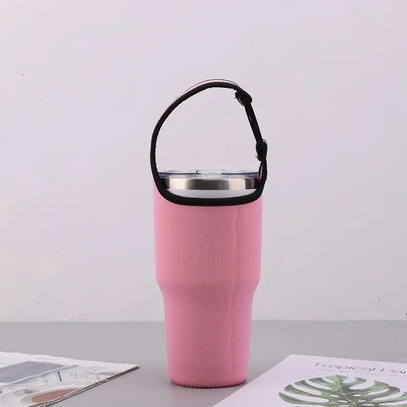 Verres poignée sangle bouteille d'eau isolation de protection tasse couverture anti-brûlure sac pliant pour 30 oz LLA8948