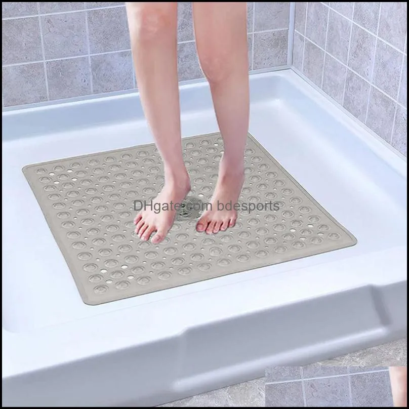 Bath Mats Square Non-Slip Shower Bathroom Floor Bathtub Mat With Suction Cups For Home Els Restaurants Balcony 53x53cm