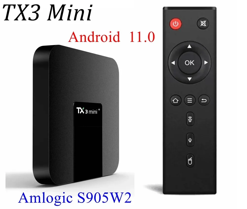 TX3 Mini Plus Set Top Box S905W2 TV Box Android 11.0 4GB 32GB Mini Android TV Box Home Theatre TX3 Mini + TV Player