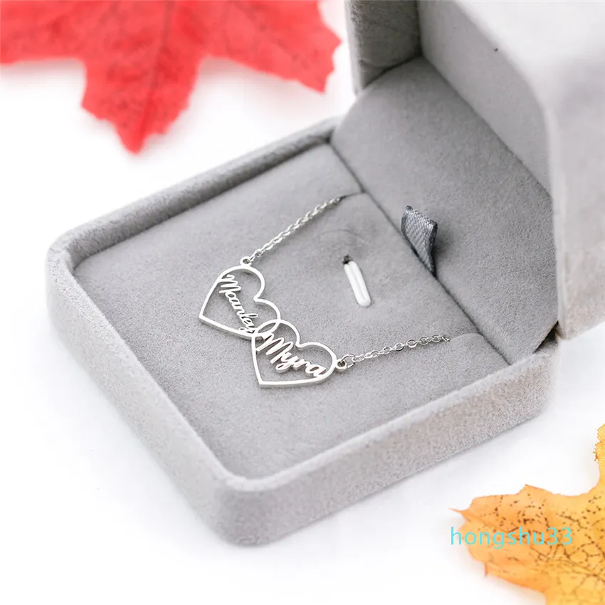 Acheerup Collana Personalizzata Con Doppio Nome Per Donna, In Acciaio Inossidabile, Con Cuore Personalizzato, Zircone, Corona, Gioielli Natalizi, Regalo Per Coppia - Foto 5