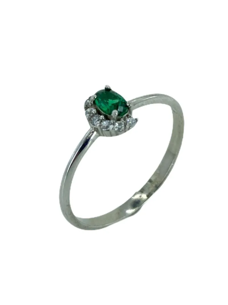 Pierścienie klastra Tiny Owalny Zielony Kamień Zielony Model 925 Srebrny pierścień