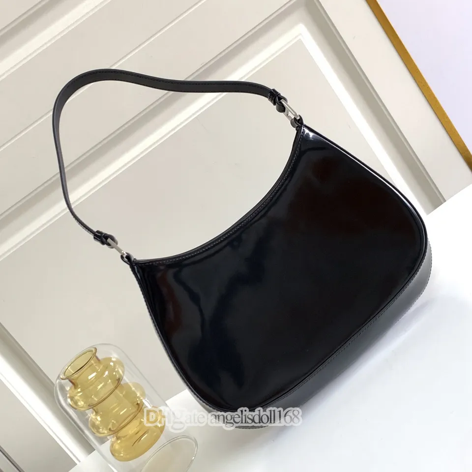 Luxurys Designers Tassen Plain Black Echte patentleer Hobos vrouwen portemonnee handtassen van topkwaliteit onderarm schoudertas met tagbox 1BC499