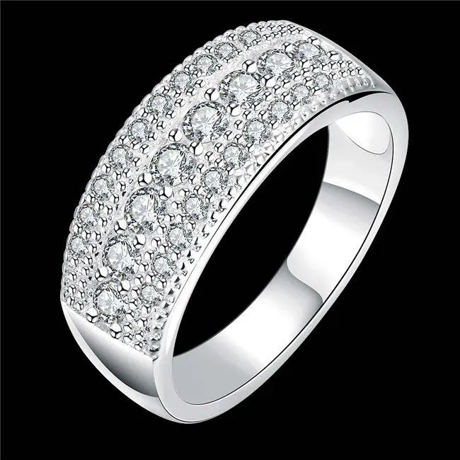 Offre spéciale zircon blanc 925 bague en argent plaqué DMSR784 taille 8, nouveauté bagues en argent sterling plaqué bijoux