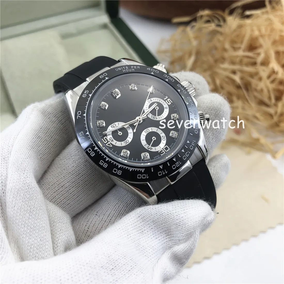 20 kleuren horloge diamant zwart 40 mm rubberen band horloge heren alle subdials werkfunctie automatisch horloge mechanisch voor mannen Wish G270q