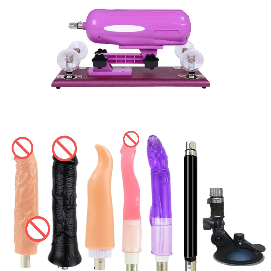 Akkajj kleine automatische aldult sex meubels stoten massage machine met intrekbare siliconen speelgoed (paars)