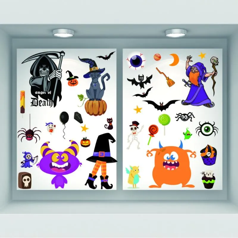 Stickers muraux Halloween décoration autocollant fenêtre s'accroche verre décalcomanies enfants chambre fête fournitures