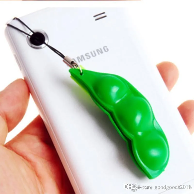 Funny Fidget Toys Squeeze Extrusion Bean Toys Keychains Keyring Pea Soybean Anti-anxiety Decompression TO342