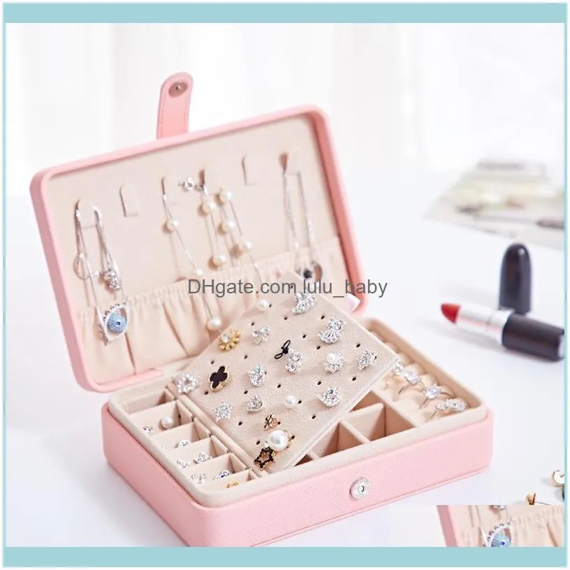 Jewelry Pouches, Bags Portable PU Box, Bracelet Earrings With Magnetic Clasp, Necklace, Ring, Storage Mirror Hook