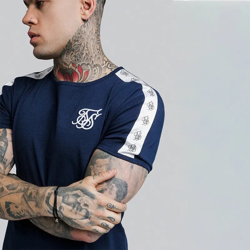 Случайные ежедневные летние Siksilk мужская футболка с шеейки с короткими смешными мужчинами футболки