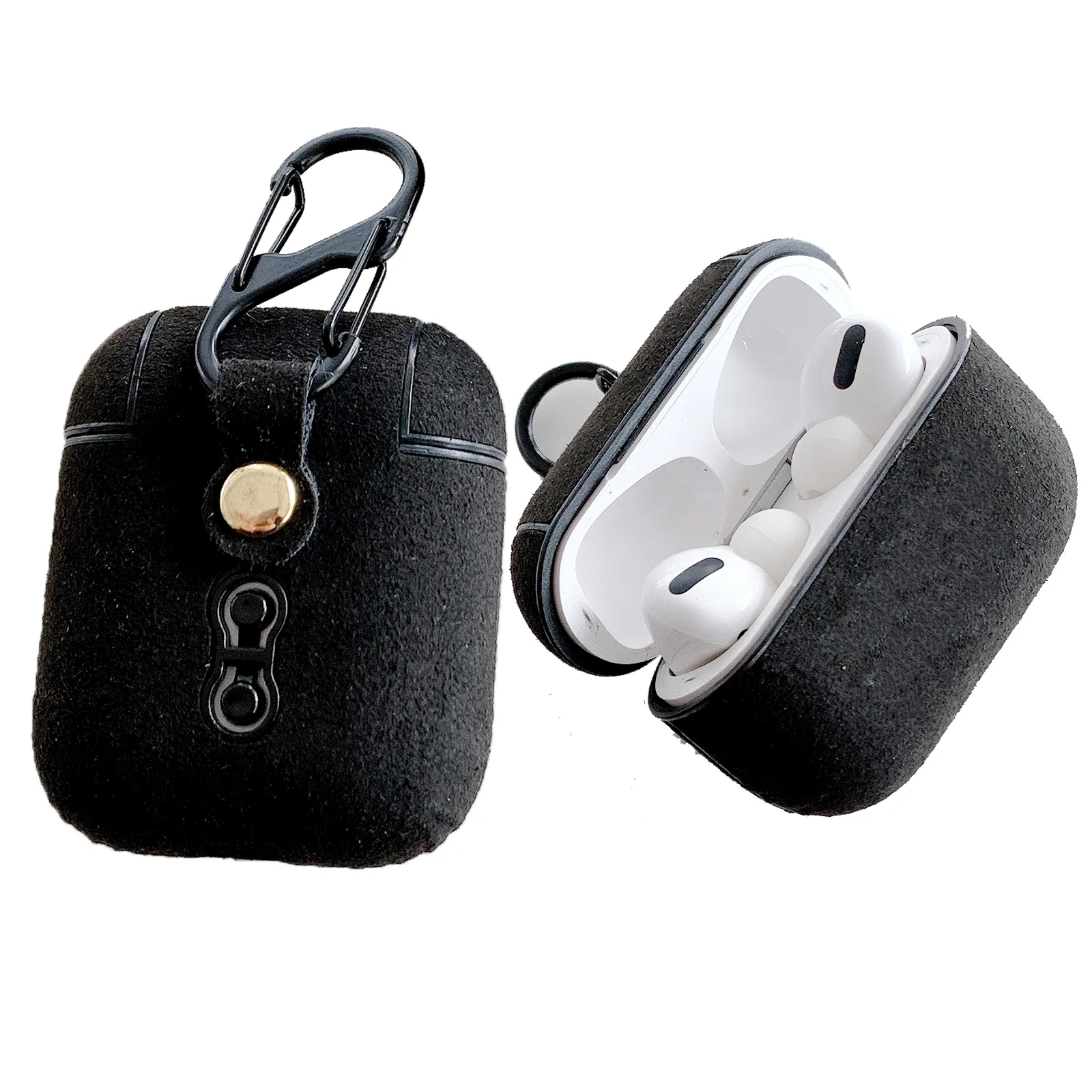 Étui de protection rigide en cuir suédé en fibre de carbone pour écouteurs Airpods Pro 1 et 2 écouteurs Bluetooth